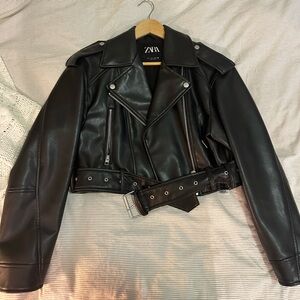 zara faux leather jacket S
